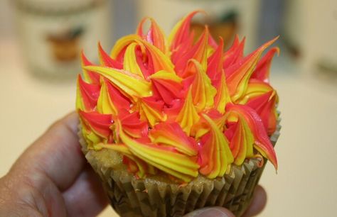 Pentecost Cupcake Flame Cupcakes, Burning Bush Craft, Harry Potter Cauldron, Moses Burning Bush, Bible School Snacks, Cauldron Cakes, Sunday School Snacks, Cauldron Cake, Ice Party