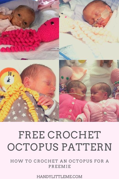 Crochet Octopus Free Pattern Preemie, Crochet Premie Octopus Pattern, Octopus For Preemies Pattern Free, Premie Octopus Crochet Pattern Free, Preemie Octopus Pattern Crochet, Nicu Crochet Octopus, Crochet Octopus For Preemies, Nicu Octopus Crochet Pattern Free, Nicu Crochet Patterns