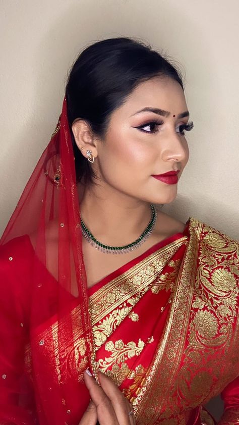 Nepali Bridal Makeup, Bridal Look Makeup, Nepali Bride, Desi Aesthetic, Bridal Look, Bride Makeup, Bridal Looks, Bridal Makeup, Bridal Hair