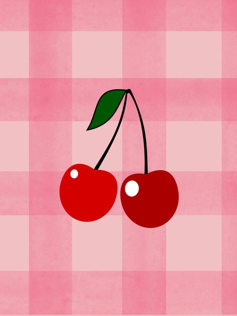 Cherry Illustration Cute, Cherry Illustration Design, Cherry Painting Aesthetic, Cherry Graphic Design, Cherry Art Drawing, Cherry Drawing Aesthetic, Cherry Art Aesthetic, Pink Cherry Aesthetic, Cherries Illustration