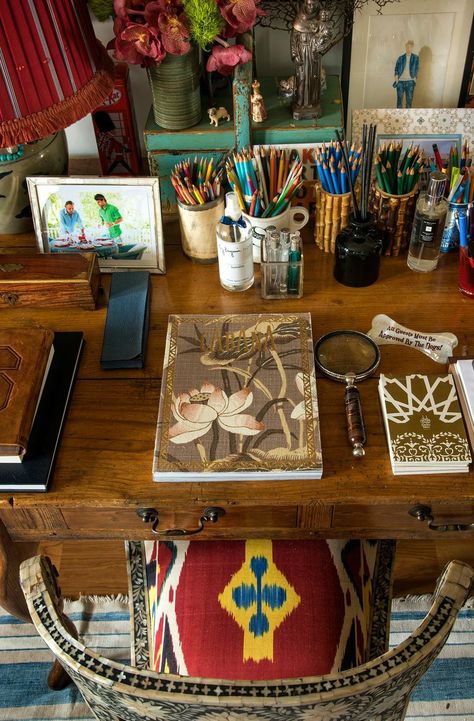 Art Studio Room, Art Studio At Home, Studio Room, Home Office Space, Craft Studio, Desk Set, Home Library, Bohemian Home, Fashion Room