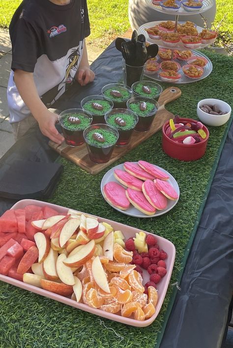 Afl Themed Party, Footy Food, Red Jelly, Green And Red, Theme Party, Party Food, Sprinkles, Picnic Blanket, Party Themes