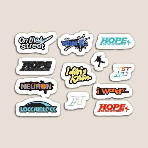 j-hope ‘HOPE ON THE STREET’, HOTS DOCUSERIES, stickers by Victoria Naumenko | Redbubble Kpop Shop Ideas, Hope On The Street, Jhope Name Logo, Hope Sticker, Jhope Graphic Design, J Hope Illustration, Bts Sticker, Jhope Stickers Printable, Jobs In Art