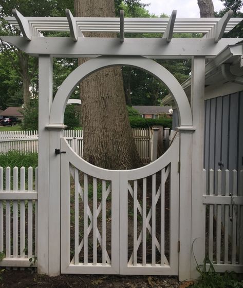 Arbor Walkway, Pergola Gate, Pergola Arbor, Wood Gates Driveway, New England Arbors, White Vinyl Fence, Garden Gates And Fencing, Garden Archway, Wooden Arbor