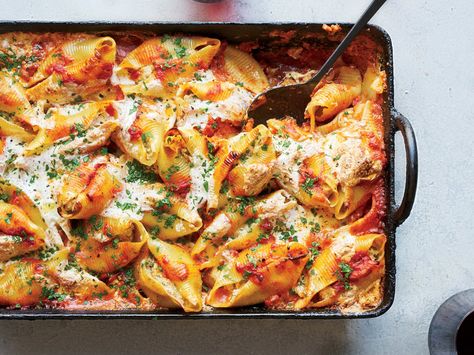 These best-ever stuffed shells have a filling that’s both meaty and cheesy. Get the recipe at Food & Wine. Jumbo Shells Stuffed, Jumbo Shell Recipes, Recipe Ricotta, Jumbo Shells, Shells Stuffed, Baked Pasta Dishes, Stuffed Shells Ricotta, Baked Rigatoni, Shells Recipe