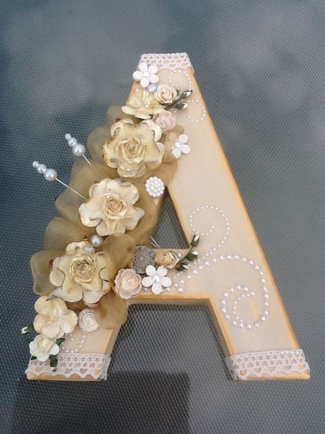 Letter A ! Logo H, Wooden Letters Decorated, H Logo, Stylish Alphabets, Letter Decor, Alfabet Letters, Letter Decoration, Diy Letters, Wooden Letter