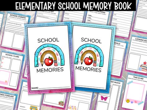 Elementary School Memory Journal | INSTANT DOWNLOAD Printable End of Year | School Memory Box  | Last Day of School Yearbook Craft Last Day Of 5th Grade, School Memory Book, Memory Book School, Printable School, Memory Journal, School Clubs, School Yearbook, End Of School Year, School Memories