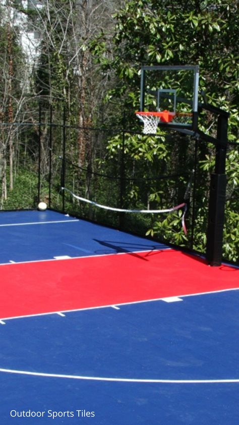 It’s time to turn up the heat on the court! 🔥Create the best outdoor or indoor space for practice, pick-up games, and more.  🏀Read our Court Flooring Buying Guide for details on different court flooring options, installation types, and maintenance advice. #outdoorflooring #courtflooring #basketball #athletes Outdoor Sports Court, Home Basketball Court, Basketball Court Backyard, Backyard Basketball, Basketball Court Flooring, Outdoor Basketball Court, Basketball Floor, Basketball Tricks, Basketball Accessories