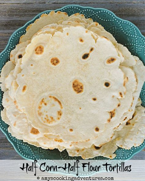 Amy's Cooking Adventures: Half Corn-Half Flour Tortillas Corn Flour Tortillas, Tortillas Homemade, Corn Tortilla Recipes, Tortilla Recipes, Vegan Tortilla, Tortillas Recipe, Recipes With Flour Tortillas, Homemade Corn Tortillas, Mexican Night