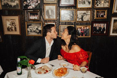 Restaurant Engagement Photos, Unique Engagement Shoot Ideas, Things To Do Together, Restaurant Pictures, Italian Cafe, Fun Engagement Photos, Wedding Logo Design, Restaurant Photos, Engagement Inspo