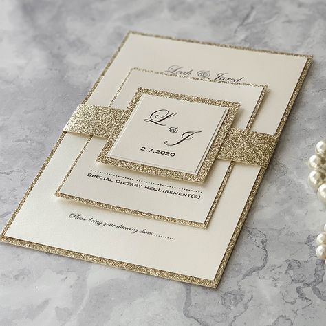 Wedding Invitation Cards White And Gold, Champagne Color Wedding Invitation, Quince Invitations Champagne, Wedding Invitation Champagne Color, Champagne Wedding Invitations, Wedding Invitations Beige And Gold, Wedding Invitations Champagne, Wedding Invitations Card, Diy Wedding Stationery