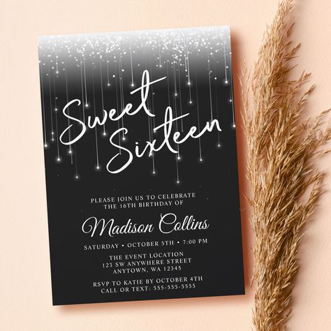 Light Blue Sweet 16, White Sweet 16, Blue Sweet Sixteen, Wonderland Sweet 16, Blue Sweet 16, Pink Sweet 16, Modern Lights, Light Navy Blue, 16th Birthday Invitations