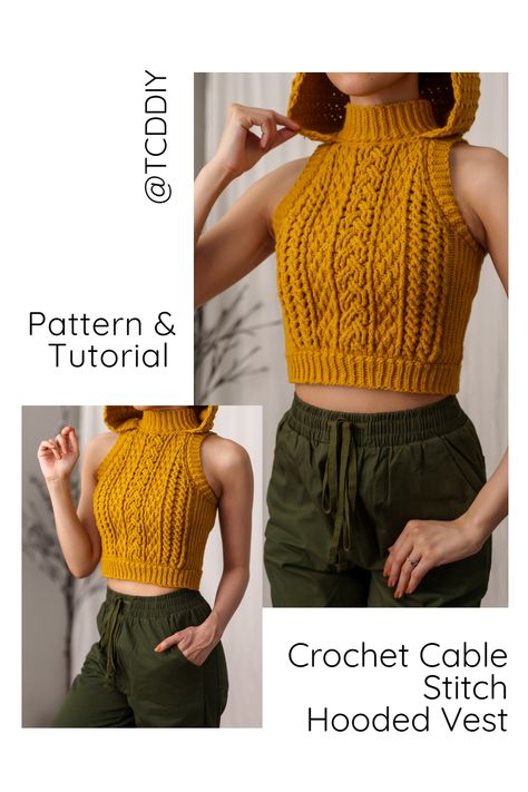 This stylish Crochet garment is the perfect way to stay comfy and fashionable all season long! With this easy to follow pattern, you can make your own unique fashion statement with this grandiose, hand made garment. So, if you’re looking for a cute and cozy project, just click for the pattern! #crochet #crochetpattern #crochettutorial Crochet Cable Stitch, Pattern Turtleneck, Beau Crochet, Stitch Hoodie, Crochet Hoodie, Shrug Pattern, Sweater Patterns, Crochet Ruffle, Crochet Cable