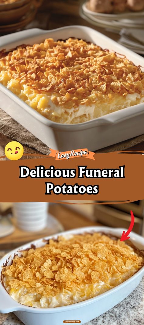 Enjoy the ultimate comfort of Funeral Potatoes, a creamy, cheesy potato casserole topped with a crispy, crunchy crust. This beloved dish is a staple at gatherings and potlucks, offering warmth and comfort with its rich, gooey goodness. #FuneralPotatoes #ComfortFood #Casserole Simply Potatoes Recipes, Christmas Potatoes, Cheesy Potato Bake, Party Potatoes, Simply Potatoes, Best Baked Potato, Cheesy Potato Casserole, Potatoes In Oven, Thanksgiving 2024