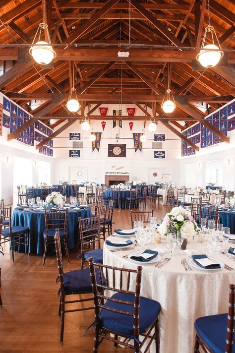 Yacht Club Wedding Decor, Nautical Restaurant, Chef Wedding, White Tables, Beach Wedding Coral, Erin Smith, White Reception, Celestial Theme, Blue And White Wedding