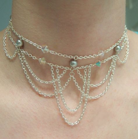 Elven Princess, Diy Choker, Fairy Jewelry, Magical Jewelry, Diy Wire Jewelry, Dope Jewelry, Silver Chains, Handmade Wire Jewelry, Funky Jewelry