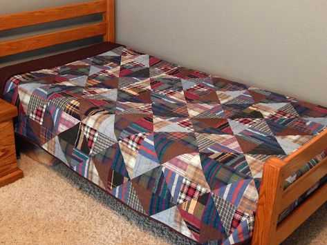 The Fleming's Nine: Custom Memory Quilt from Men's Shirts Memory Quilts From Clothes Men, Recycled Shirts, Shirt Quilts, Memory Quilts, Twin Quilt Size, Flannel Quilts, Plaid Quilt, Scrap Quilt Patterns, Memory Pillows