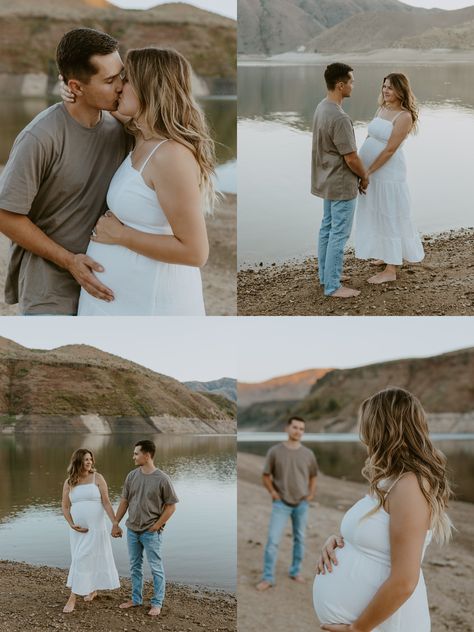 Boise Idaho maternity photos, maternity outfit inspo, pregnancy announcement photos, lakeside maternity photos, maternity photographer, Boise photographer, Lucky Peak Reservoir photoshoot, maternity photo ideas, Emily Dawn Photo, emilydawnphoto Maternity Photo Shoot Ideas Creek, Lakeside Maternity Pictures, Maternity Creek Pictures, Lakeside Maternity Photos, Maternity Pictures In Creek, Idaho Maternity Photos, Stream Maternity Shoot, Lake Photoshoot, Pregnancy Announcement Photos