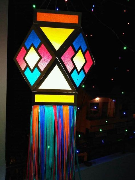 This is my diwali creation. Isn't it beautiful...  #Diwali2016 #Diwali Lantern Creative Lantern Ideas For Diwali, Diwali Lamps Paper Lanterns, Diwali Kandeel, Aakash Kandil Ideas At Home, Aakash Kandil Ideas, Diwali Kandil Ideas, Lantern For Diwali, Aakash Kandil, School Decorations Diy