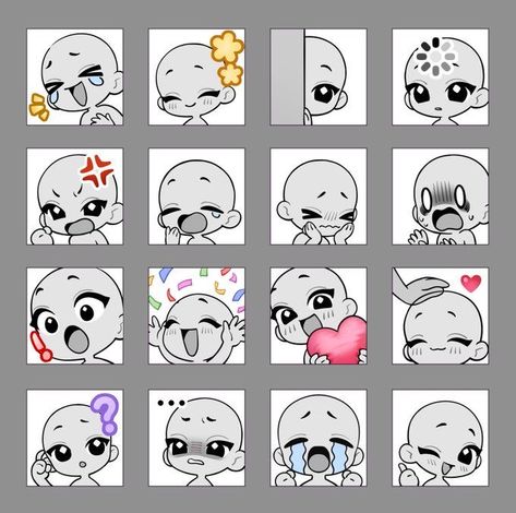 Emote Base Free, How To Draw Chibi Characters, Chibi Poses Cute, Cute Pose Ideas Drawing, Emote Poses, Chibi Drawings Poses, Cute Reference Poses, Cute Chibi Poses, Expressions Drawing Reference