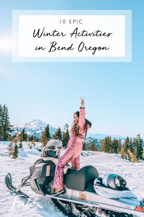 Bend, Oregon is one of the best cities in the US for snow sports and winter activities! If you're looking for the best things to do in Bend in the winter, click this pin! Snowmobiling in Bend, Bend Oregon cave tours, Crater Lake National Park, Paulina Lake Hot Springs Things To Do In Bend Oregon, Bend Oregon Winter, Oregon Snow, Job At Google, Oregon Winter, Smith Rock State Park, Christmas Things To Do, Medford Oregon, Oregon Vacation