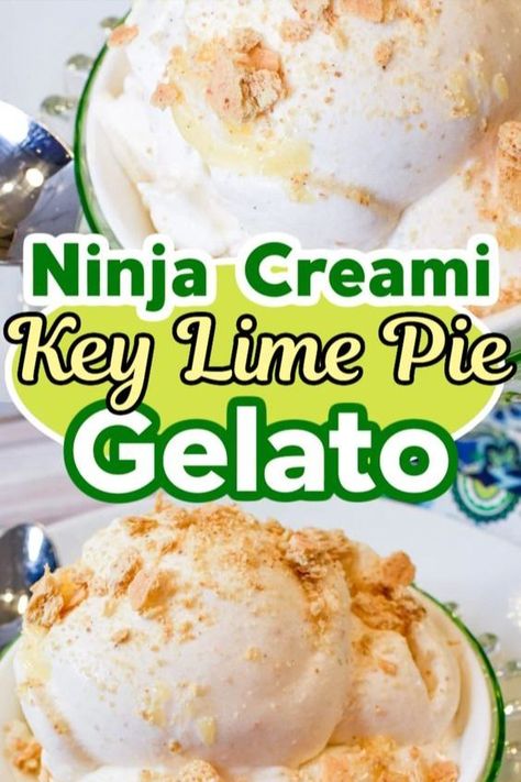 Check out my recipe for making Ninja Creami Key Lime Pie Gelato! Ninja Creami Key Lime Pie Gelato is a super creamy, tangy, sweet, and delicious dessert! It tastes just like pie, but in the form of scoopable ice cream! Make your own homemade ice cream and gelato at home in the Ninja Creami ice cream maker with just a few ingredients! Gelato Ninja Creami, Key Lime Ice Cream Recipe, Key Lime Pie Ice Cream Recipe, Healthy Gelato, Key Lime Ice Cream, Key Lime Pie Ice Cream, Ice Cream Maker Recipes Healthy, Key Lime Recipes, Ninja Ice Cream Recipe