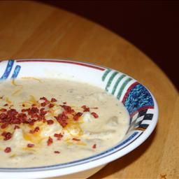 Slow Cooker Potato Soup on BigOven: Every time I make this, I get asked for the recipe.  My family prefers this recipe over any restaurant's potato soup.  Serve this with shredded cheese, bacon, and/or green onions as toppings.  Someone at church also added sour cream to make it like a loaded baked potato. Loaded Baked Potato Soup Recipe, Baked Potato Soup Recipe, Potato Bacon Soup, Slow Cooker Potato Soup, Frozen Potatoes, Chowder Soup, Bacon Soup, Loaded Baked Potato, Loaded Baked Potato Soup