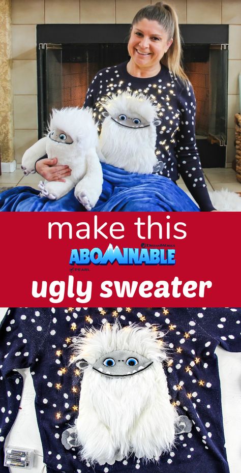 Diy Abominable Snowman Costume, Abominable Snowman Craft, Yeti Ugly Christmas Sweater Diy, Homeroom Activities, Abominable Snowman Monsters Inc, Abominable Movie, Yeti Party, Creative Ugly Christmas Sweater, Diy Ugly Sweater