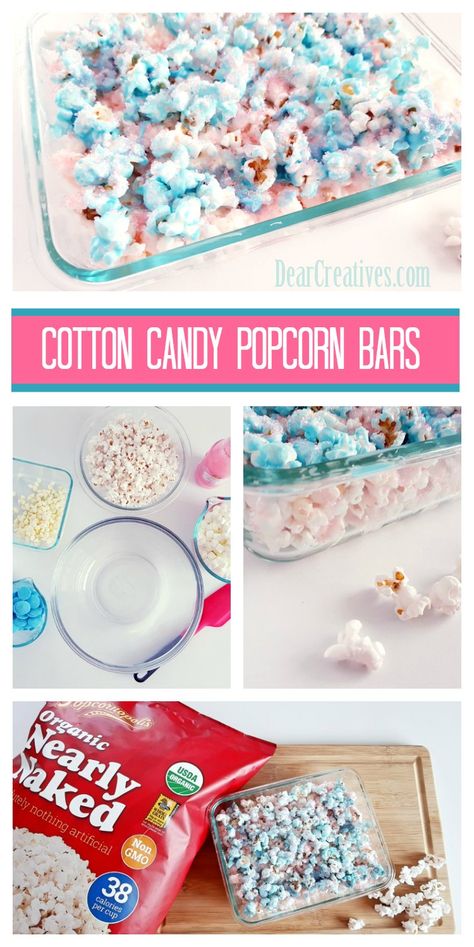 Pink And Blue Popcorn, Candy Popcorn Balls, Treats To Sell, Cotton Candy Popcorn, Unicorn Popcorn, Making Popcorn, Nobake Dessert, Cake Batter Dip, Marshmallow Popcorn