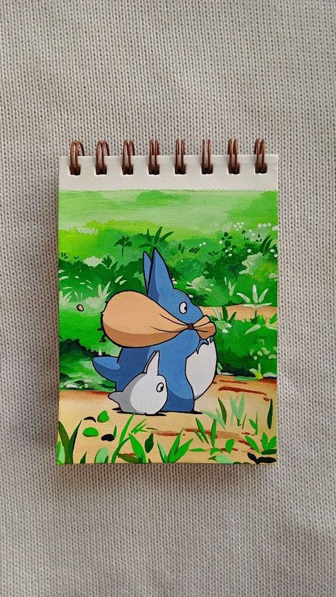 Ghibli Art Painting, Ghibli Art Draw, Studio Ghibli Painting Ideas, Ghibli Drawing, Ghibli Painting, Cartoon Canvas Art, Totoro Drawing, Totoro Art, Art Studio Ghibli