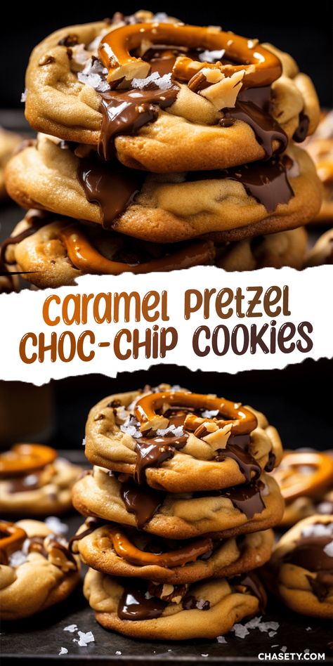 Carmel Chocolate Chip Cookies, Chocolate Pretzel Cookies, Pretzel Chocolate Chip Cookies, Mm Cookies, Caramel Pretzel Cookies, Mmm Cookies, Pretzel Chocolate, Cookie Brownies, Salted Caramel Pretzels