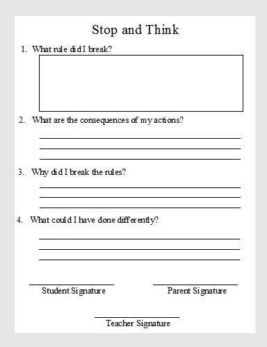 Think about your behavior sheets. At my work we do a thing where the children have to write a letter to their parents/caregiver to give to them when the pick them up. This would be a good template. Behavior Sheet, In School Suspension, Think Sheets, Think Sheet, Behavior Reflection, Behavior Plans, Stop And Think, Behavior Interventions, Classroom Behavior Management