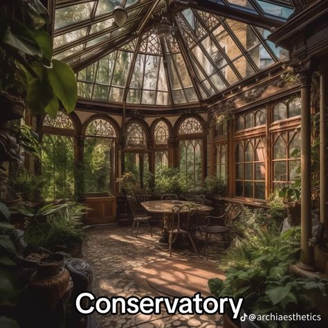 Victorian Conservatory Aesthetic, Vintage Greenhouse Conservatory, Victorian Solarium, Victorian Conservatory Interior, Botanical Library, Conservatory Room, Conservatory Home, Victorian Conservatory, Glass Conservatory