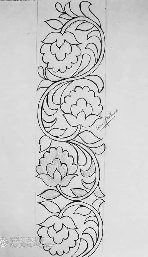 #manualart Pola Bordir, Flower Drawing Design, Flower Art Drawing, Border Embroidery Designs, Islamic Art Pattern, Pola Sulam, Hand Embroidery Design Patterns, Hand Embroidery Art, घर की सजावट