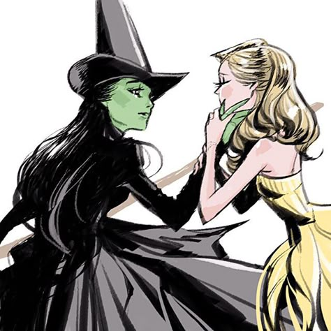 Wicked’s Defying Gravity || Elphaba and Glinda || Wicked The Broadway Musical Oz Tattoo, The Witches Of Oz, Elphaba And Glinda, Wicked Musical, The Wonderful Wizard Of Oz, Defying Gravity, Theatre Nerds, Broadway Theatre, Musical Art