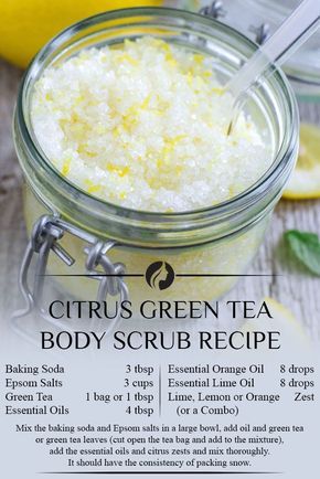 Green Tea Body Scrub, Easy Diy Body Scrub, Diy Body Scrubs, Citrus Green Tea, Diy Body Scrub Recipes, Diy Sugar Scrub Recipe, Săpunuri Handmade, Body Scrub Recipe, Sugar Scrub Homemade