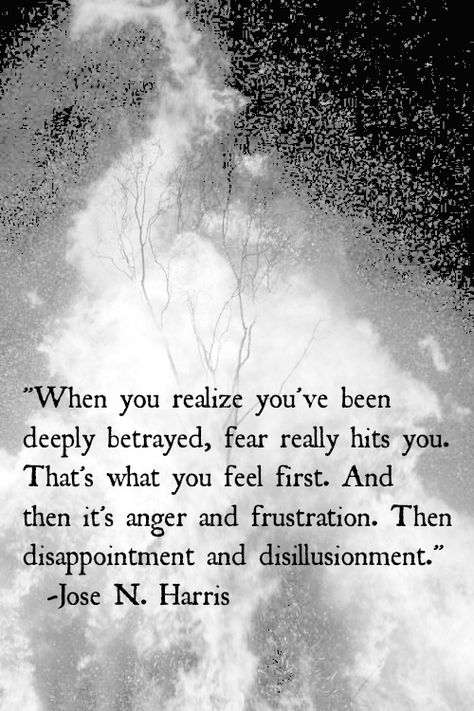 when you realize you've been deeply betrayed, fear really hits you. that's what you feel first. and then it's anger and frustration. then disappointment and disilluionment Betrayal Quotes, After Life, New Energy, A Quote, Great Quotes, You've Been, Wise Words, Favorite Quotes, A Black