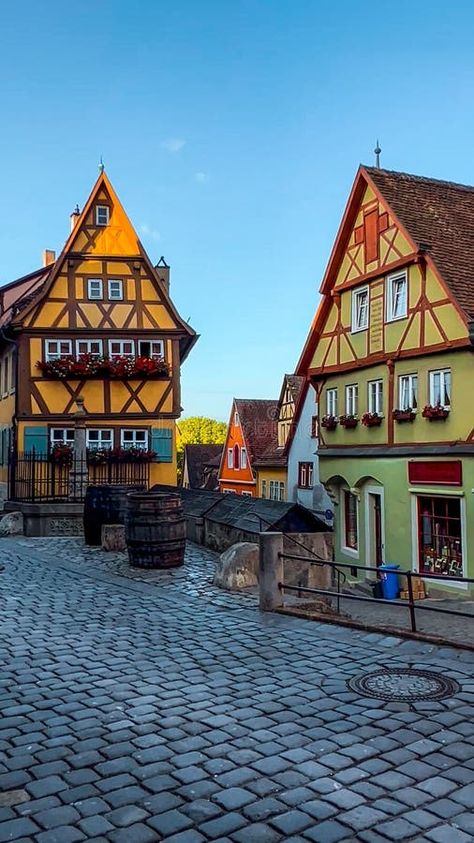 German traditional architecture half-timbered houses in historical center Rothenburg ob der Tauber, Bavaria, Middle stock photo German Architecture Traditional, Old German Houses, Houses Aesthetic, Architecture Traditional, German Houses, German Architecture, Rothenburg Ob Der Tauber, Vector Flowers, Traditional Architecture