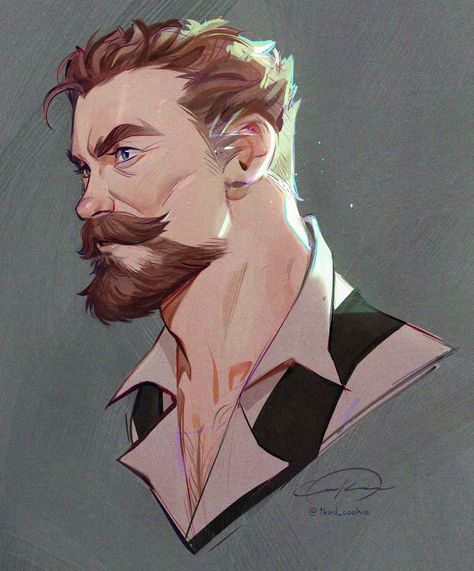 How To Draw Beard Anime, Older Man Character Art, Beard Drawing Reference, Beard Character Design, Beard Reference, Blacksmith Character, Beard Character, Mustache Drawing, Bearded Characters