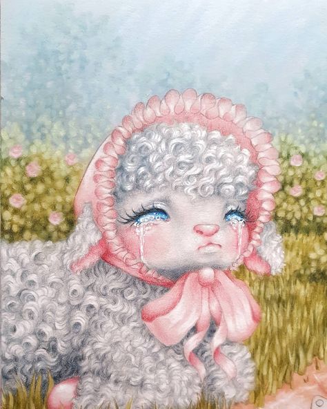 Vintage Lamb Illustration, Coquette Art, Coquette Doll, Silly Art, Trash Art, Coquette Style, Cute Paintings, Rose Vintage, Drawing Inspo