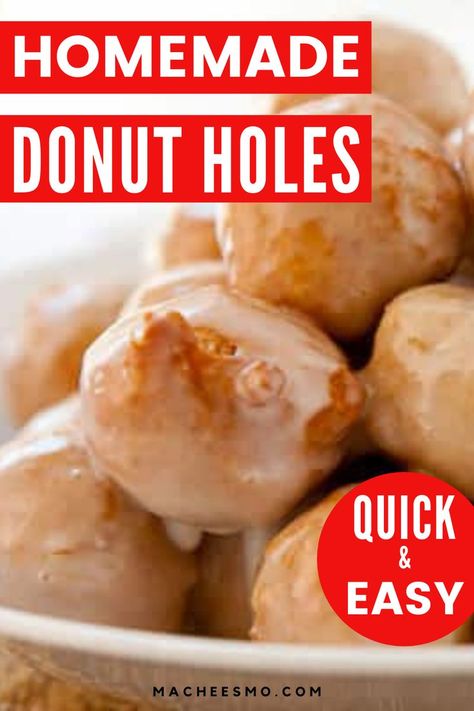 Homemade Donut Holes, Glaze Donut, Homemade Donut, Donut Hole Recipe, Glazed Doughnut, Donut Shops, Doughnut Holes, Quick Dessert, Donut Holes