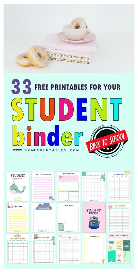 You can't believe this printable student binder is free! It has 33 pages to love! Have your best school year yet! #student #planner Free School Planner, School Planner Organization, Homeschool Student Planner, Student Binder Covers, Planer Organisation, Homework Planner, Student Binders, Free Printables Organization, Student Planner Printable