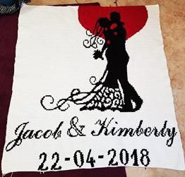 Custom Bride and Groom Personalized Names Wedding Date Single Crochet – Acrylic Stew Single Crochet Graphgan, Wedding Crochet Patterns, Crochet Graphgan, Wedding Crochet, Blanket Craft, Wedding Silhouette, Wedding Blankets, Crochet Wedding, Silhouette Stencil