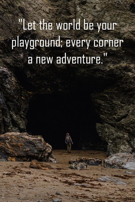 "Collection of travel-themed quotes against scenic backgrounds, inspiring exploration and adventure." Cave Quotes Adventure, Everyday Explorers Co, Explore The World Quotes, Explore Quotes Adventure, Exploring Quotes Adventure, Explorer Quotes, Quotes About Exploring, Tat Quotes, Exploring Quotes