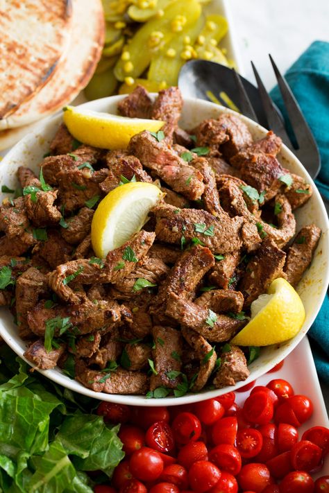 Beef Shawarma Turkey Breakfast Recipes, Beef Shawarma Recipe, Beef Shawarma, Steak Kebabs, Food Steak, Shawarma Recipe, Marinated Beef, Cooking White Rice, Homemade Beef