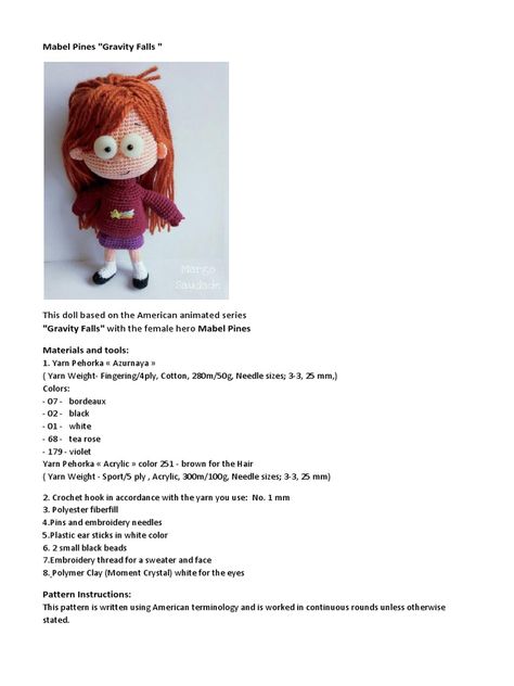 Mabel crochet pattern. Gravity Falls Crochet Pattern Free, Gravity Falls Crochet, Fall Crochet Patterns Free, Hair Yarn, Koala Bears, Dolls Pattern, Yarn Tools, Dolls Crochet, Fall Crochet Patterns