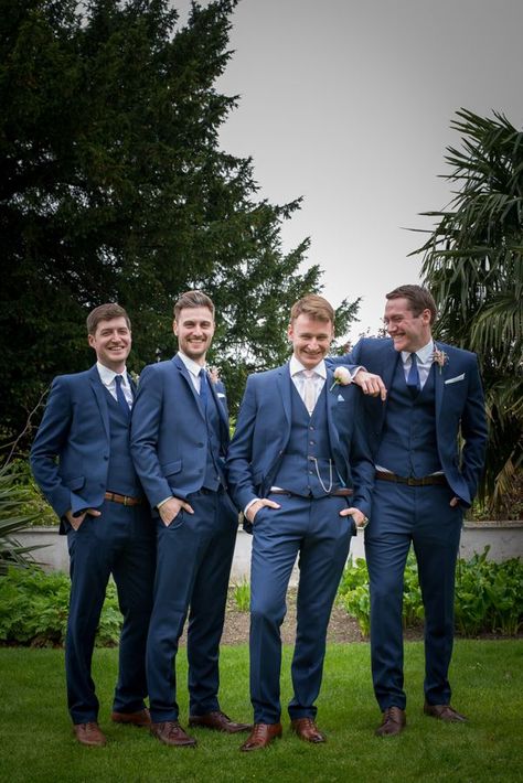 Navy Blue Groom, Blue Groomsmen Suits, Groom Tuxedo Wedding, Blue Groomsmen, Grooms Men, Wedding Suits Groomsmen, Royal Botanic Gardens, Blue Suits, Groomsmen Outfits