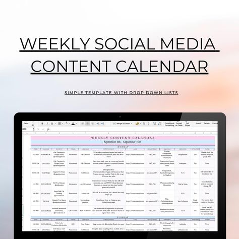 Social Media Calendar Template, Calendar Schedule, Social Media List, Excel Sheet, Social Media Content Calendar, Content Calendar, Social Media Planning, Media Planning, Social Media Calendar