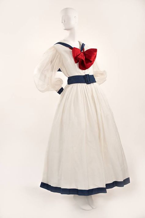 Norman Norell, sailor dress, spring 1968. 50s Sailor Dress, Victorian Sailor Dress, Motif Soutache, Vintage Sailor Dress, Norman Norell, Sailor Outfit, Fleet Week, 1960s Dresses, 1960s Dress