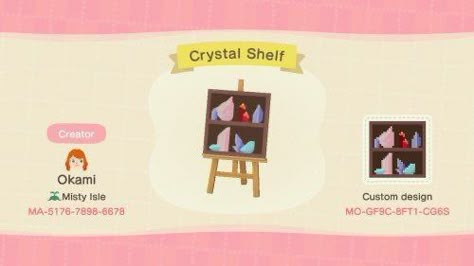 Acnh Witchy, Animal Crossing Design Codes, Animal Crossing Patterns, Crystal Shelf, Animal Crossing Custom Designs, Acnh Qr Codes, Ac Codes, Codes Animal Crossing, Acnh Patterns